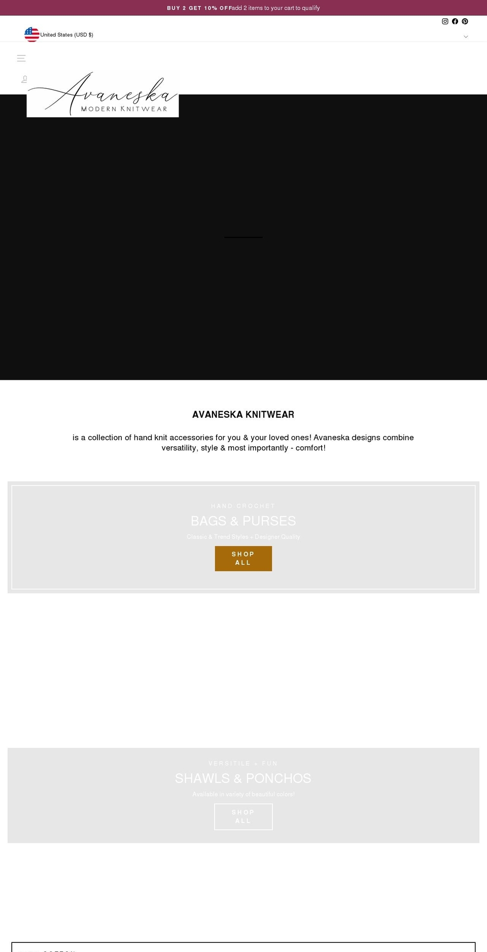 avaneska.com shopify website screenshot