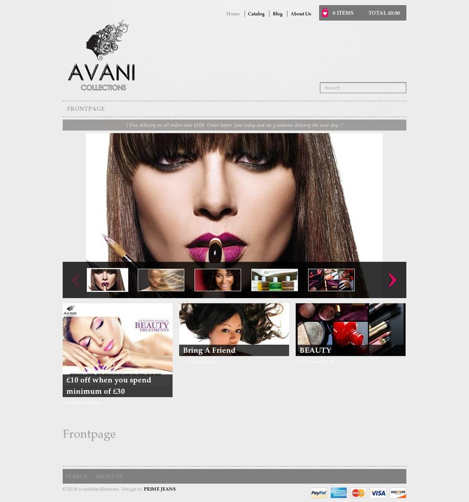 avanicollections.com — Shopify storefront screenshot