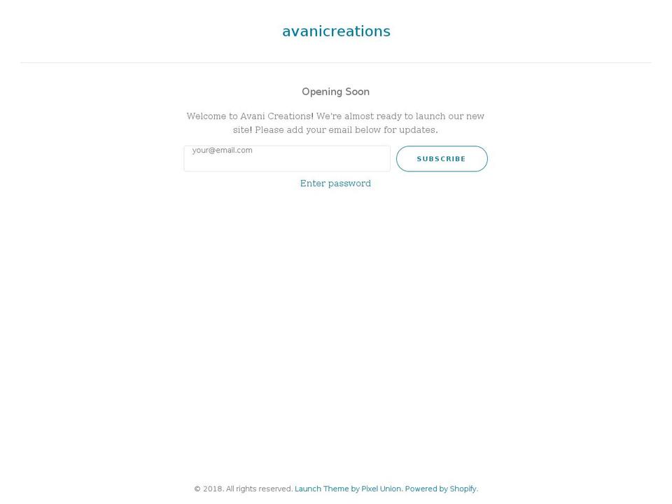 avanicreations.com — Shopify storefront screenshot