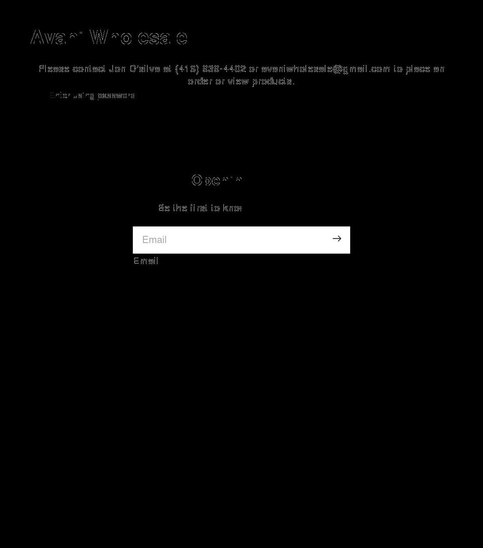 avaniwholesale.com — Shopify storefront screenshot