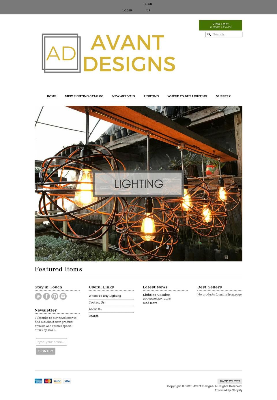avant-designs.com shopify website screenshot