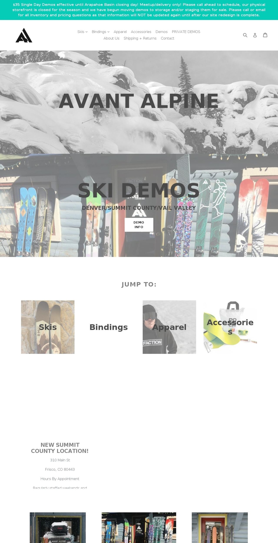 avantalpine.com — Shopify storefront screenshot