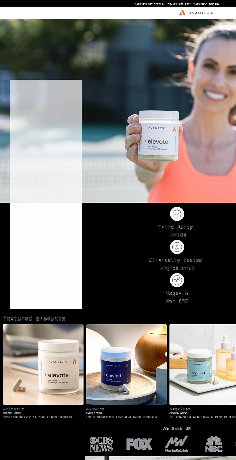 avanterahealth.com shopify website screenshot