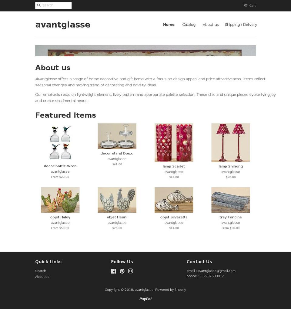 avantglasse.com shopify website screenshot