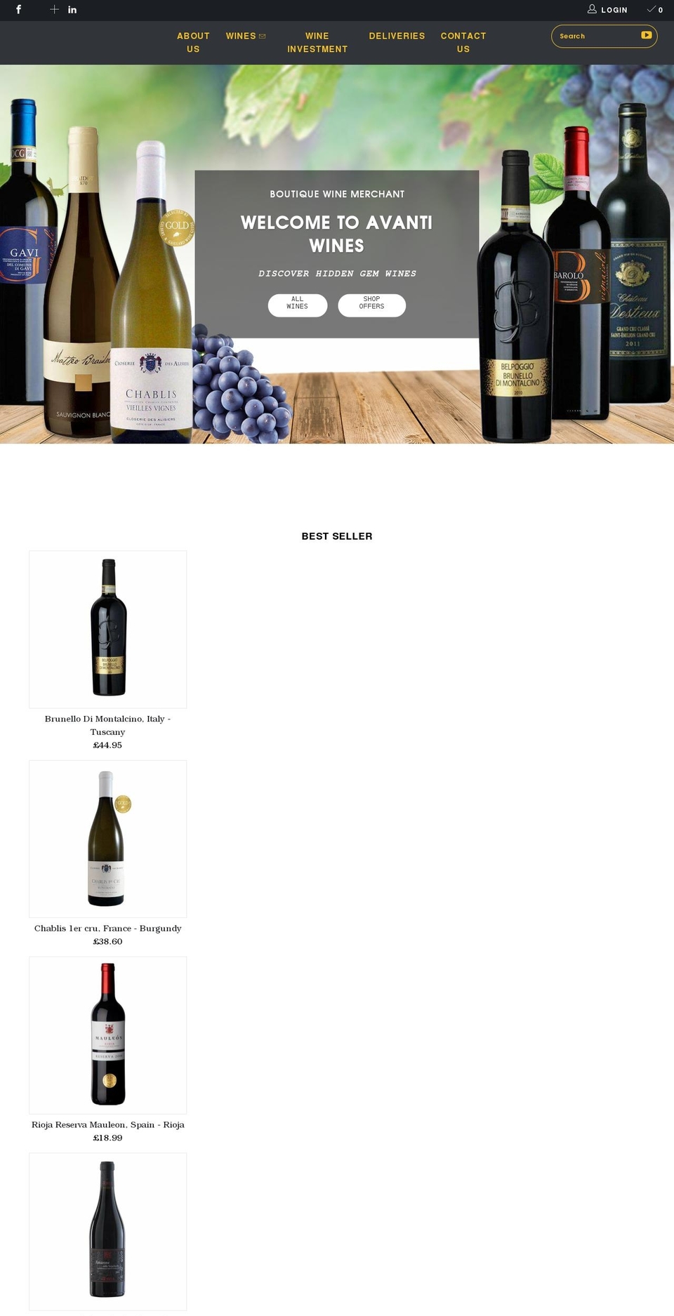 avanti-wines.co.uk shopify website screenshot