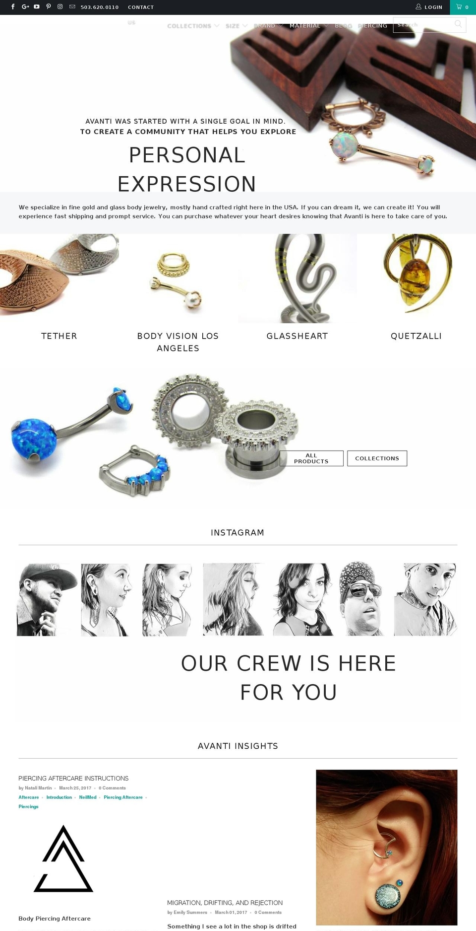 avantibodyjewelry.com shopify website screenshot
