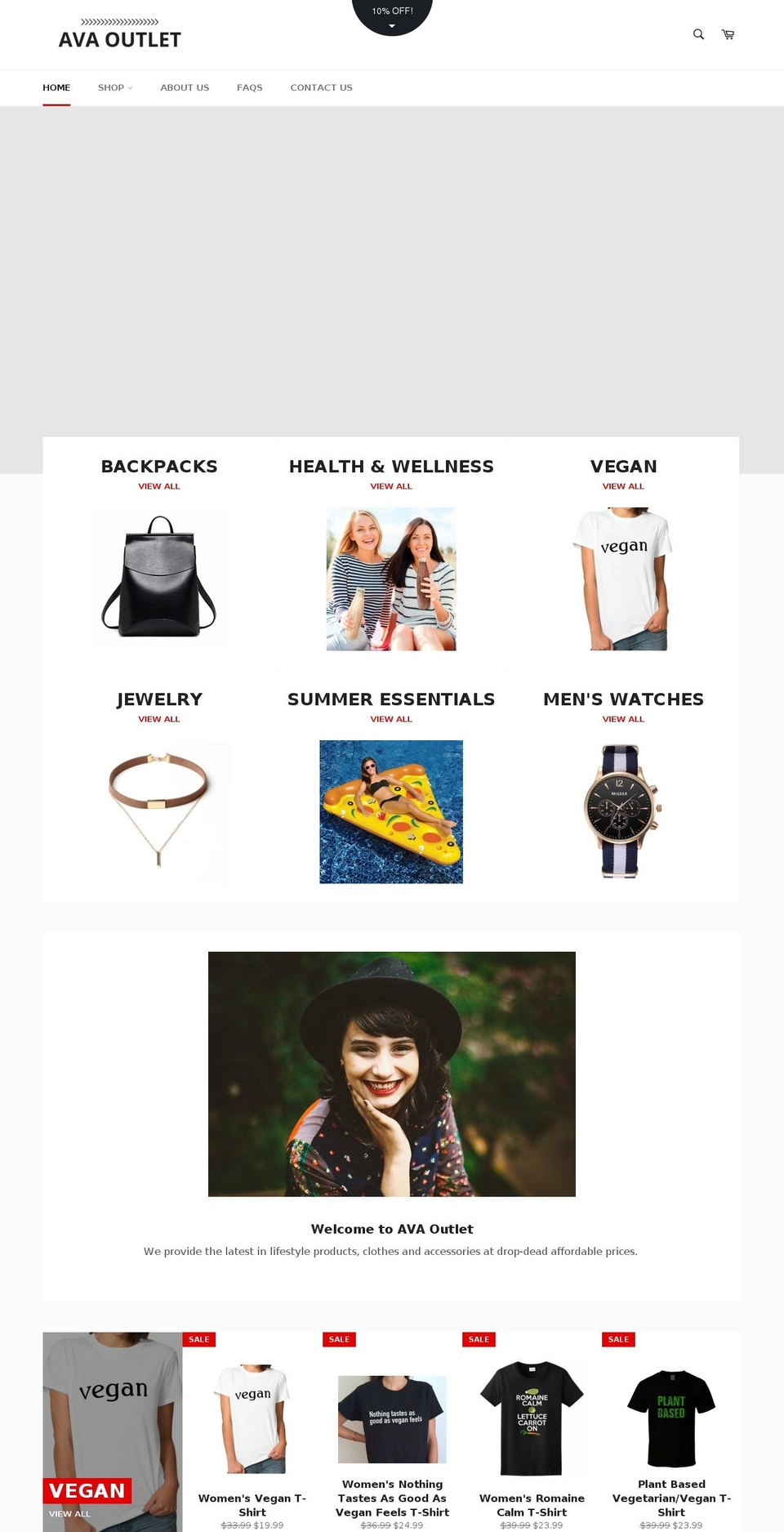 avaoutlet.com shopify website screenshot