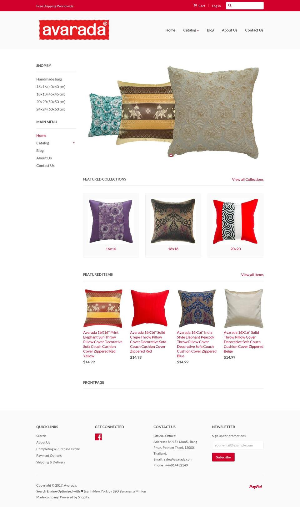 avarada.com shopify website screenshot
