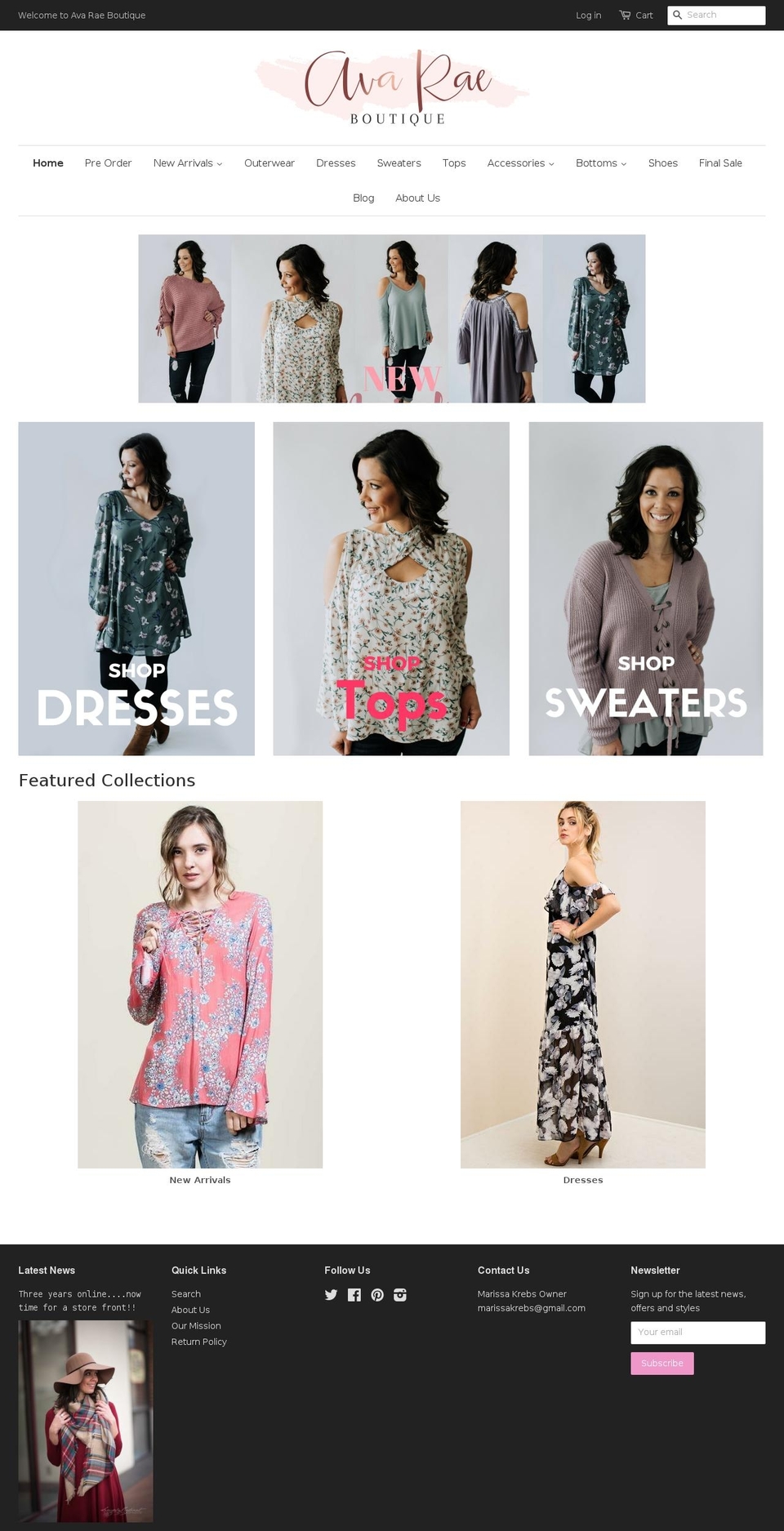 avaraeboutique.com shopify website screenshot