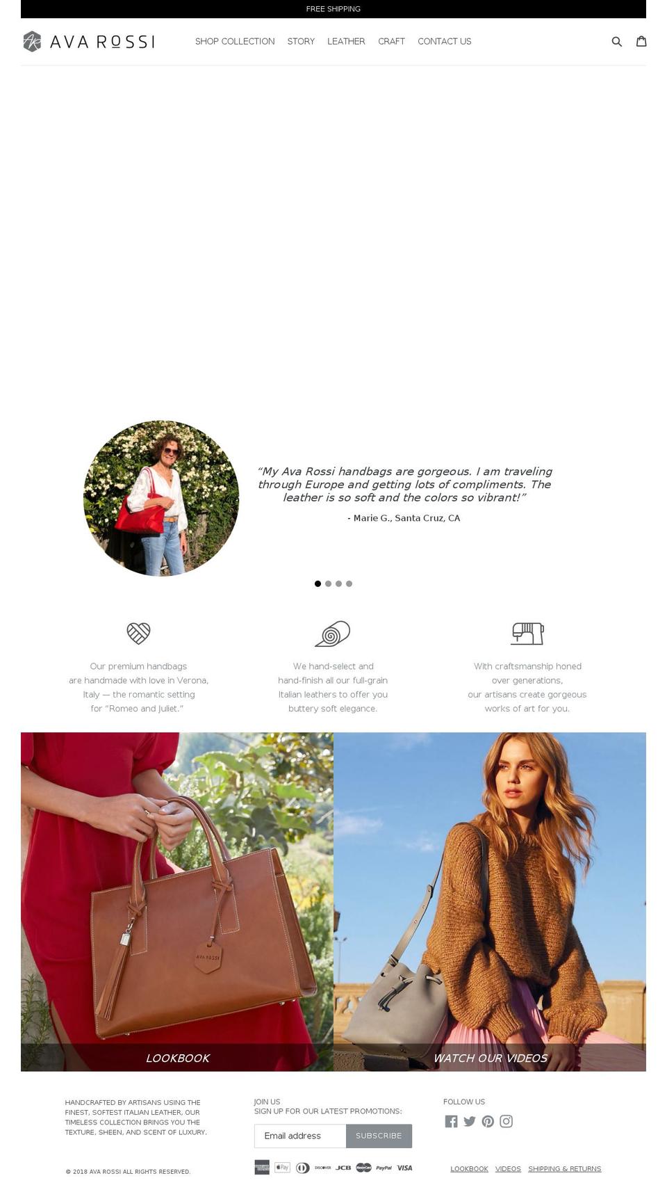 avarossi.com — Shopify storefront screenshot
