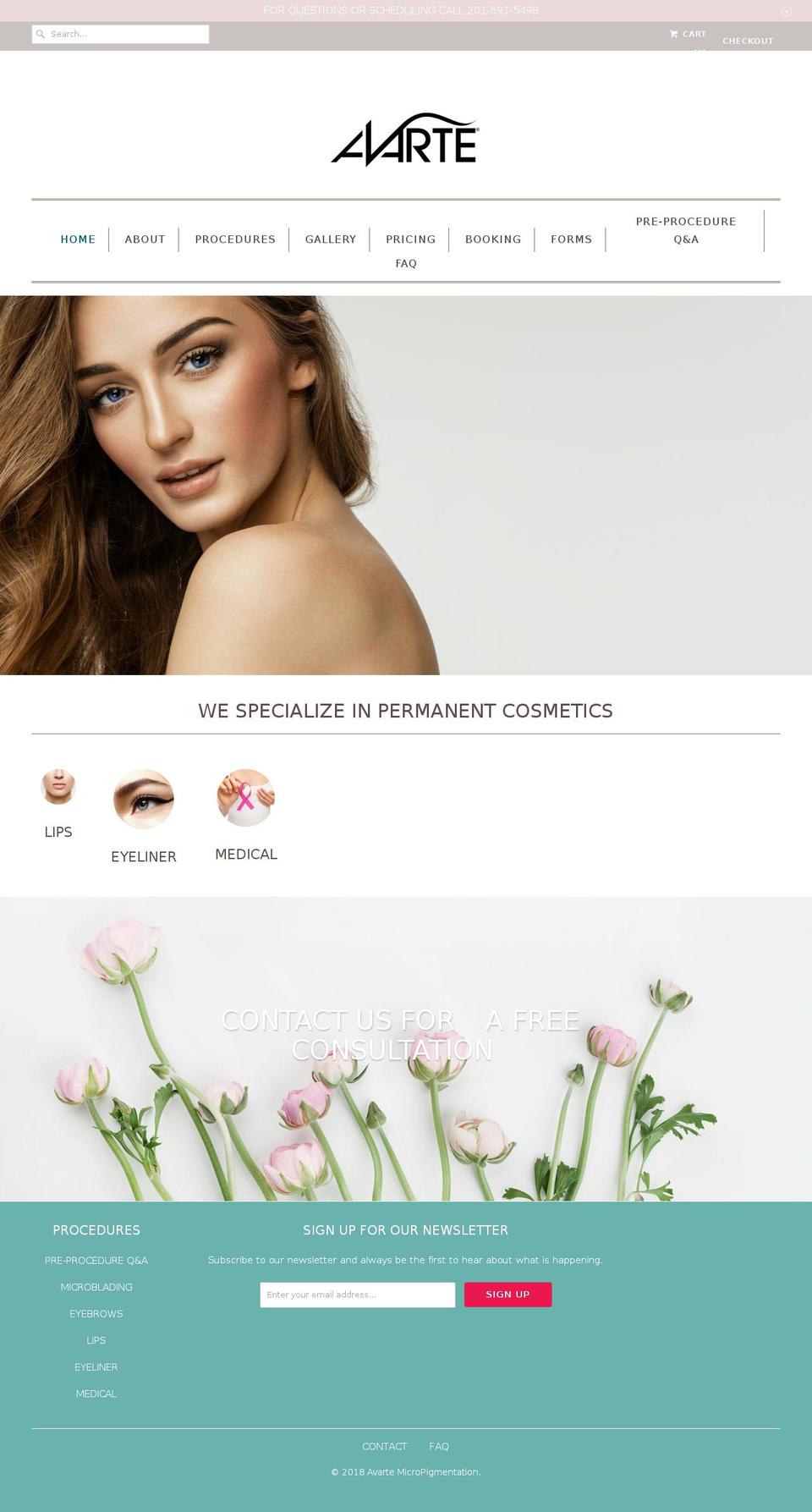 avartemicroblading.net shopify website screenshot