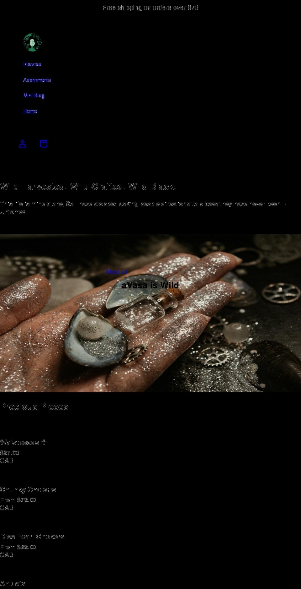 avasanoir.com shopify website screenshot