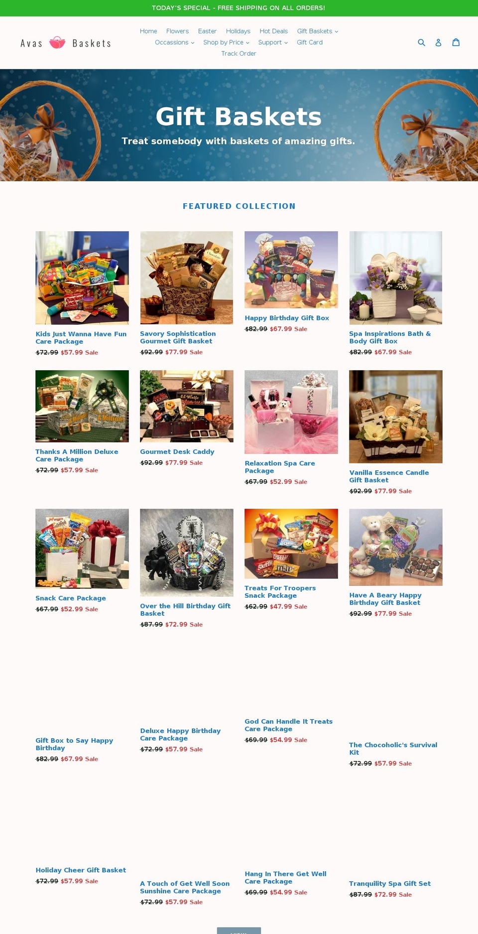 avasbaskets.com — Shopify storefront screenshot