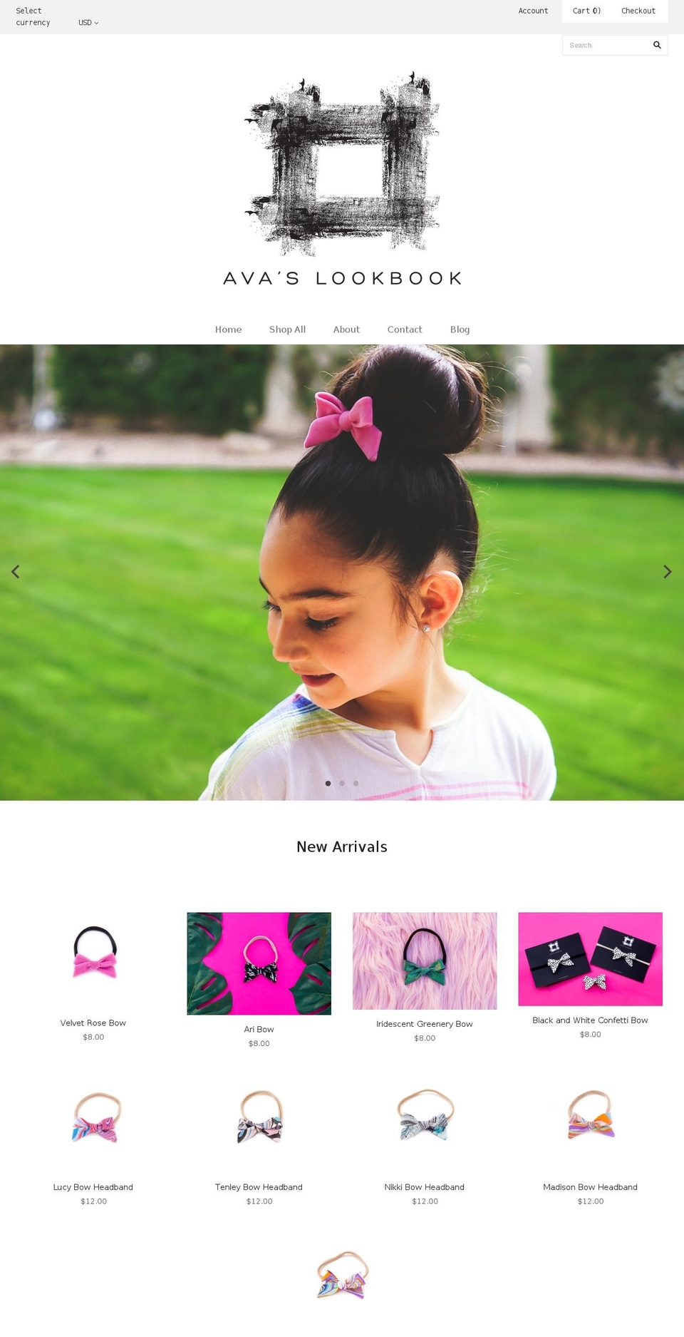 avaslookbook.com shopify website screenshot