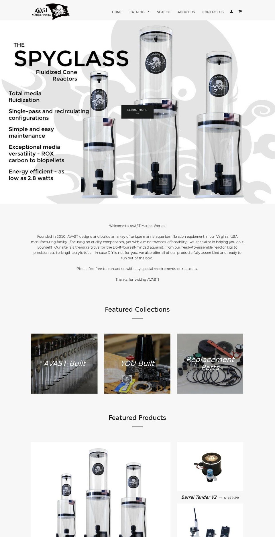 avastmarineworks.com shopify website screenshot