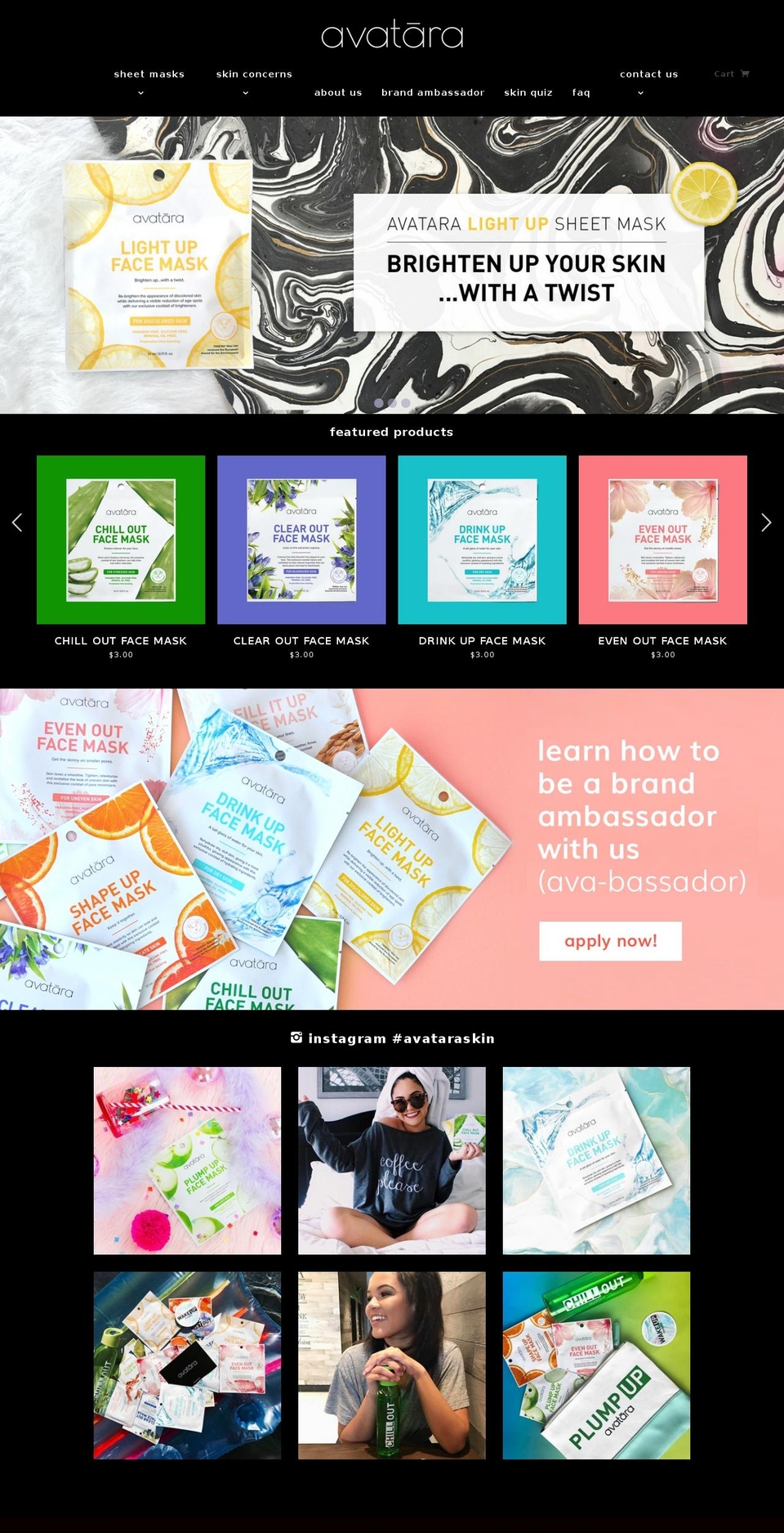 avataraskin.com shopify website screenshot