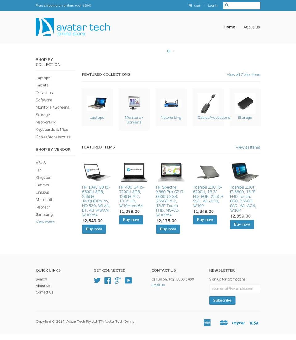 avatartechonline.com shopify website screenshot