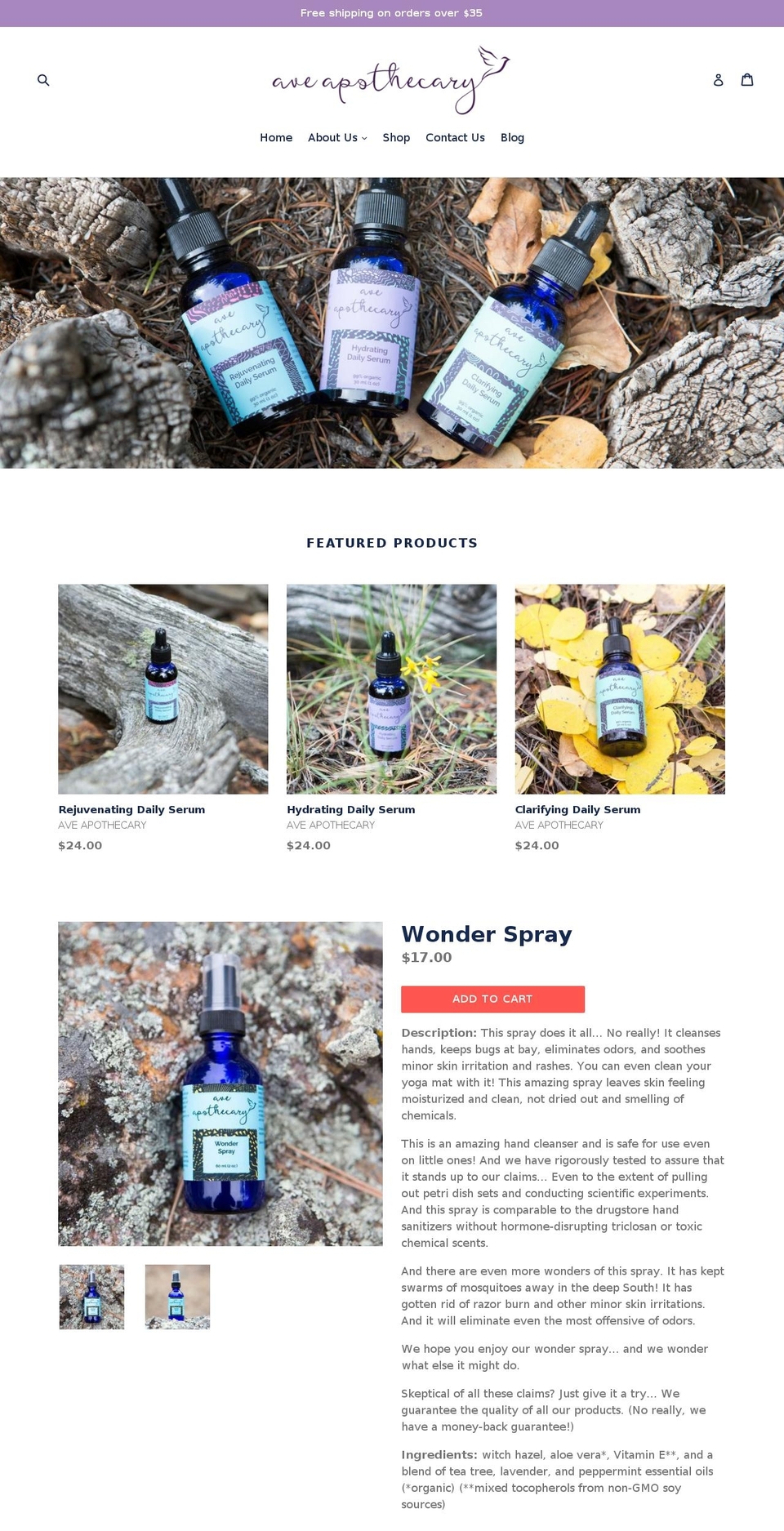 Store Theme Shopify theme site example ave-apothecary.com