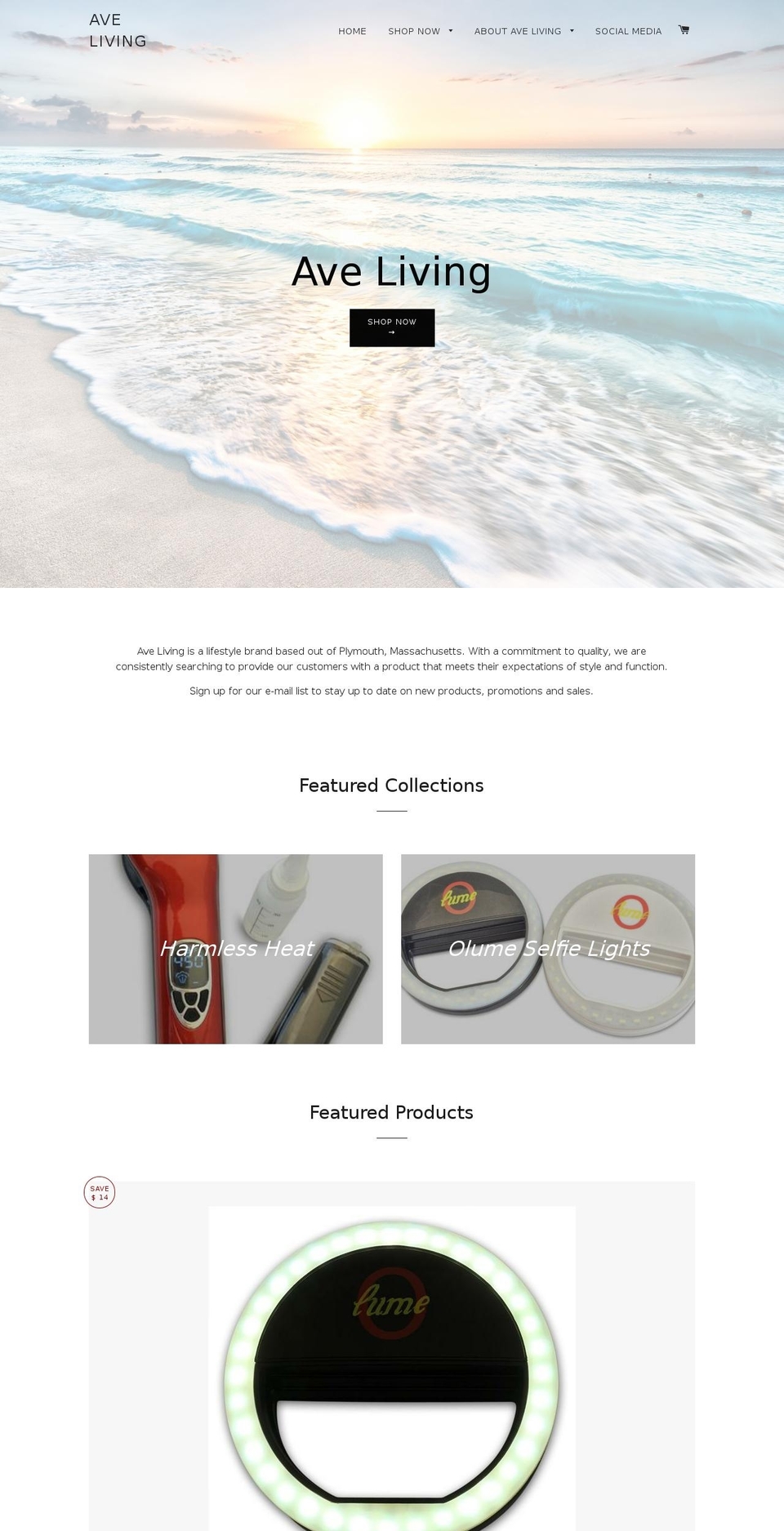 ave-living.com shopify website screenshot