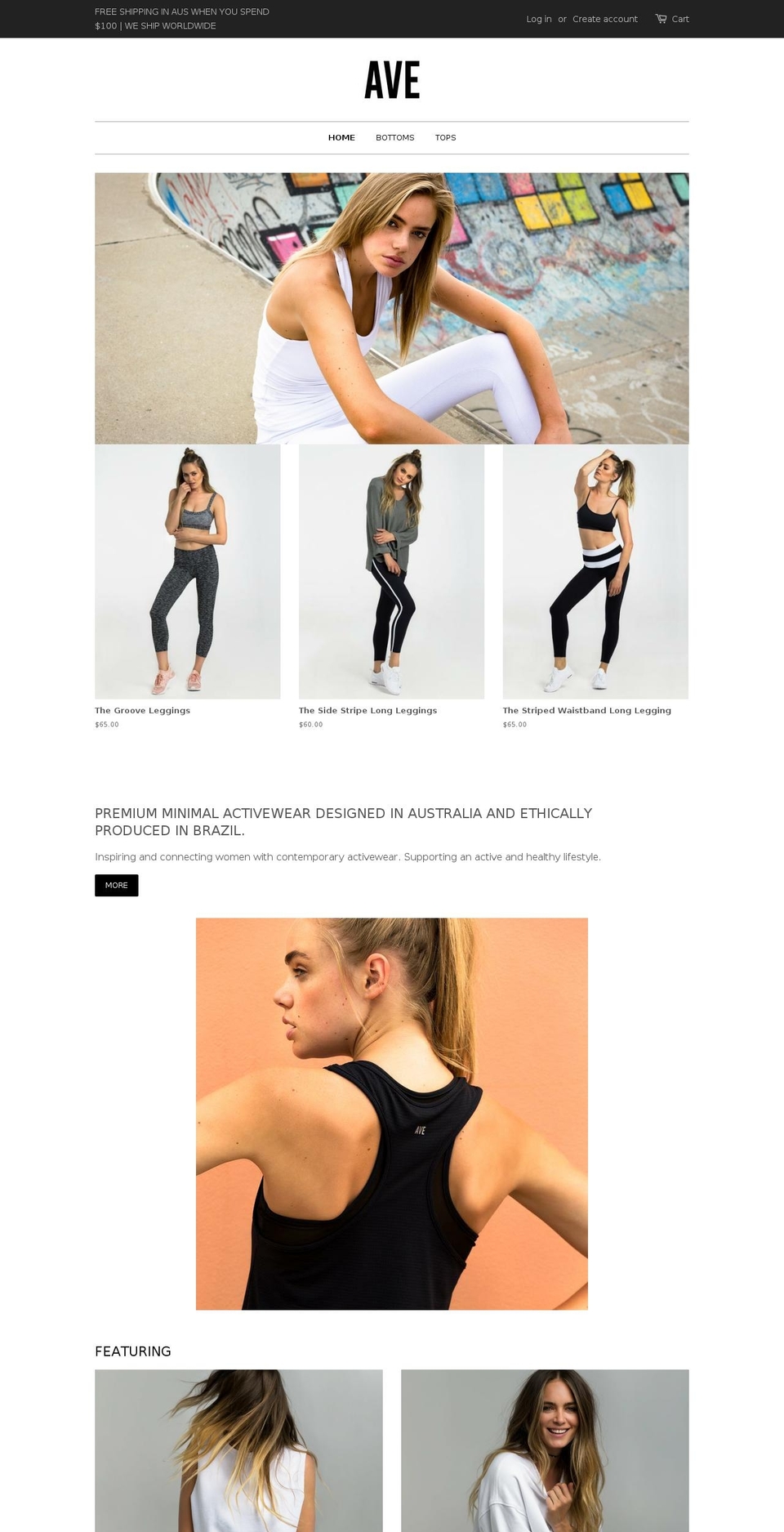 aveactivewear.com — Shopify storefront screenshot