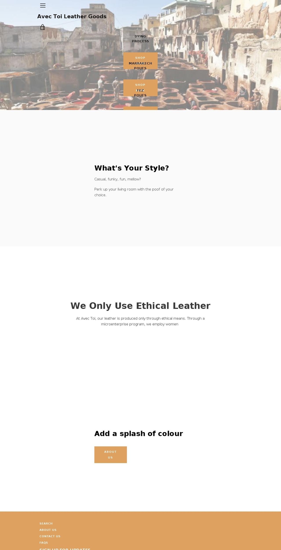 avectoileather.com — Shopify storefront screenshot