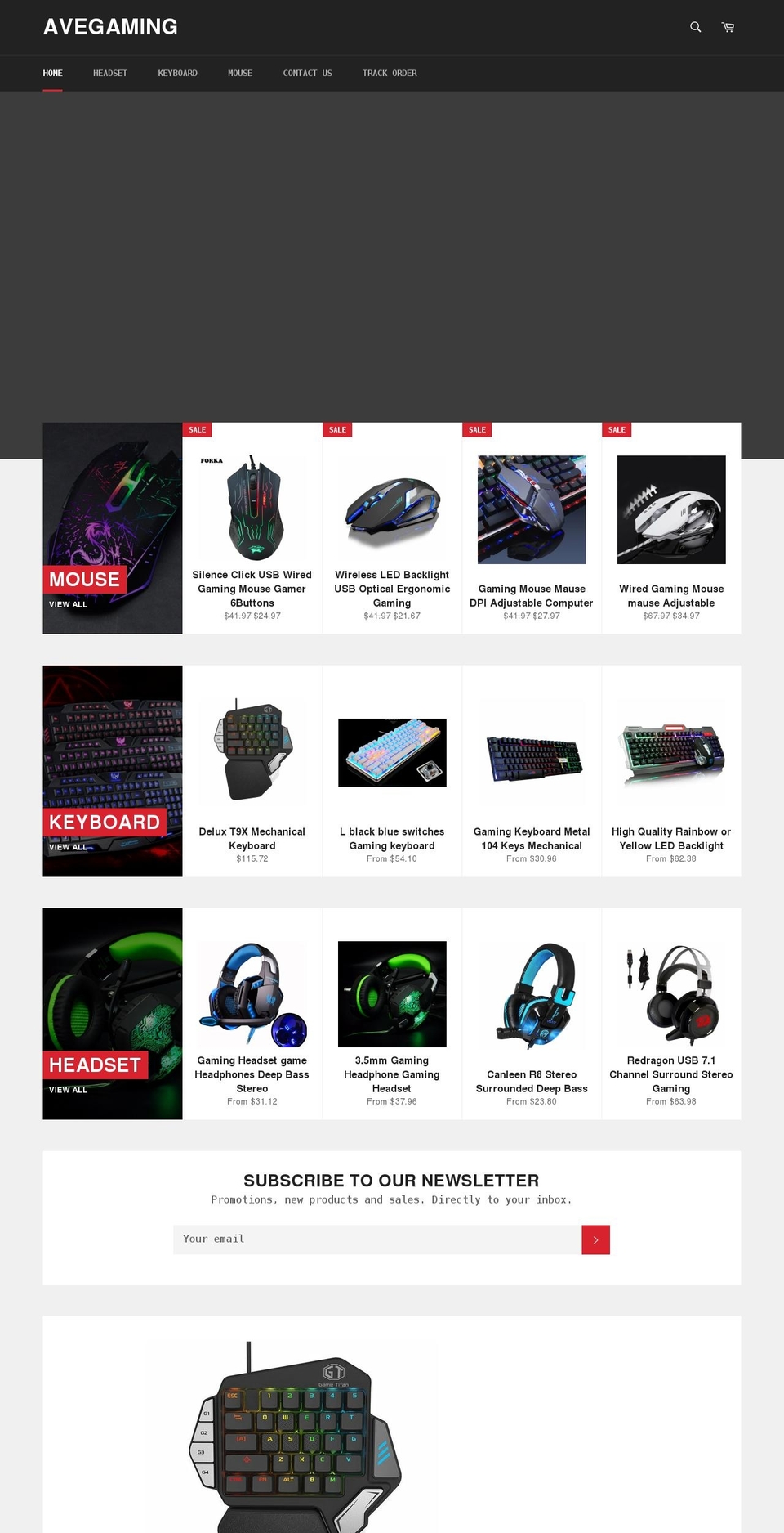 avegaming.myshopify.com shopify website screenshot