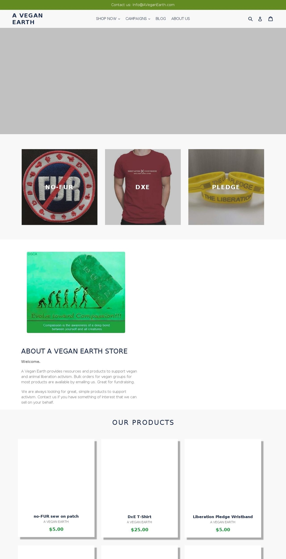 aveganearth.com — Shopify storefront screenshot