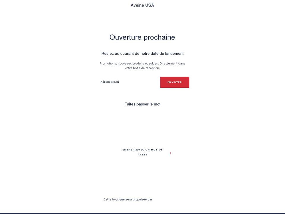 aveineusa.com shopify website screenshot