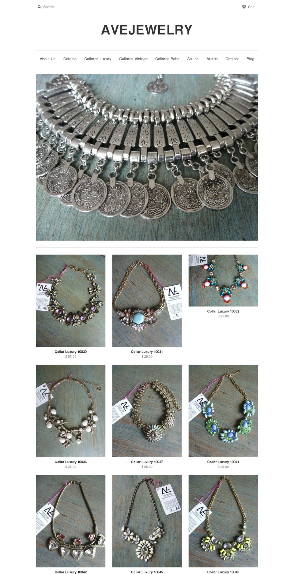 avejewelry.net shopify website screenshot