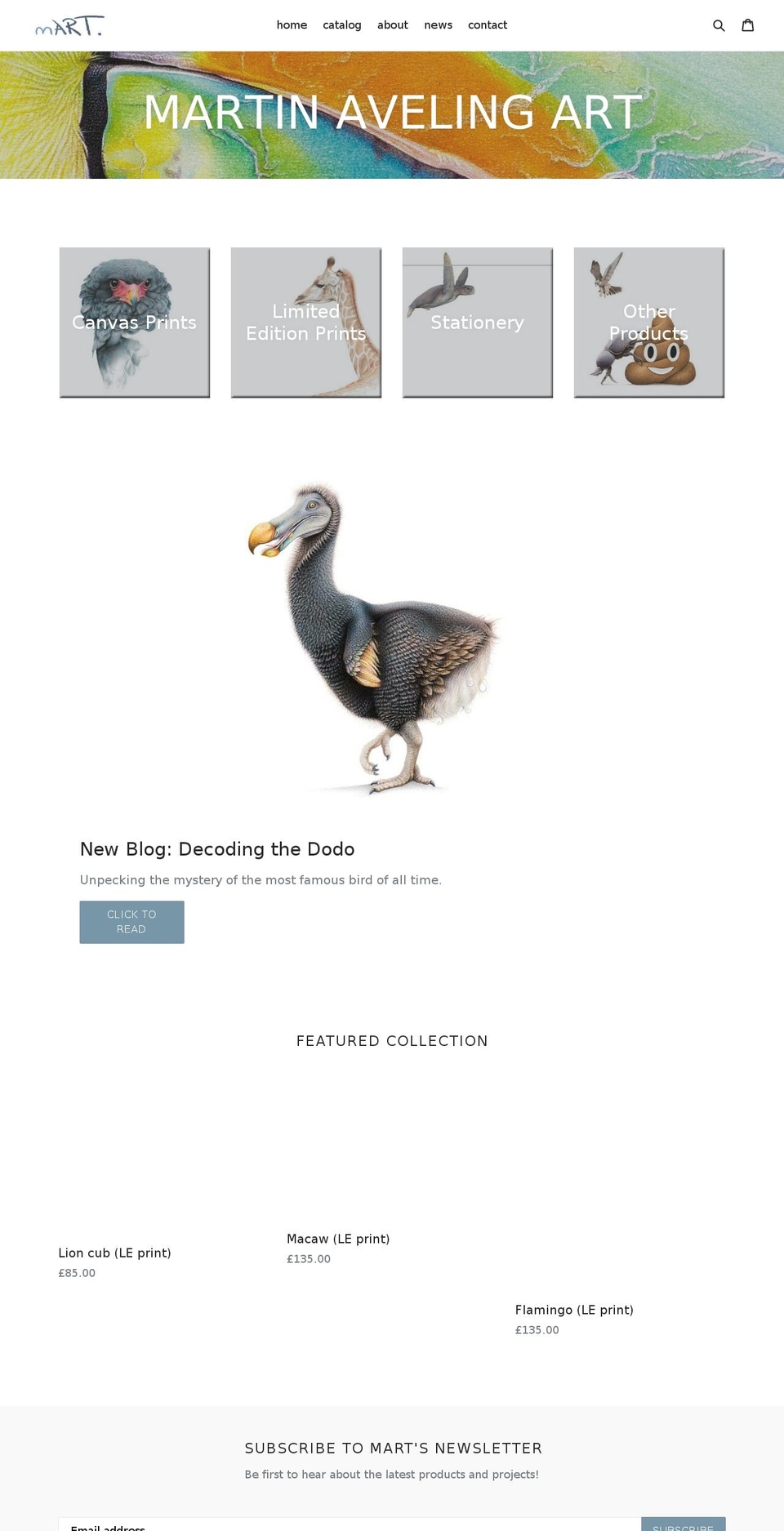 avelingartworks.com — Shopify storefront screenshot