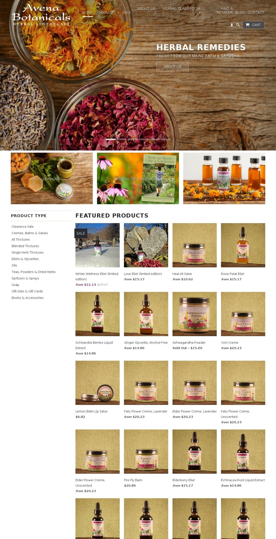 avenabotanicals.com shopify website screenshot