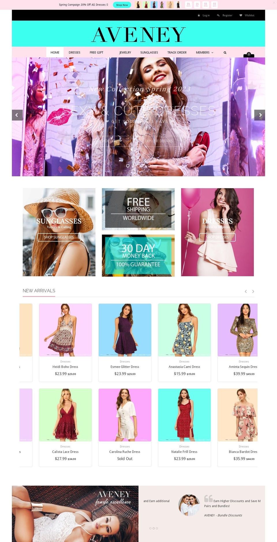 aveney.com shopify website screenshot