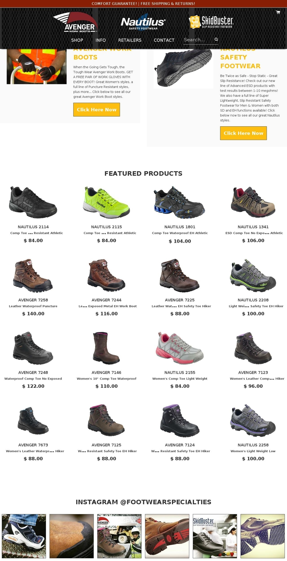 avengerworkboots.com shopify website screenshot