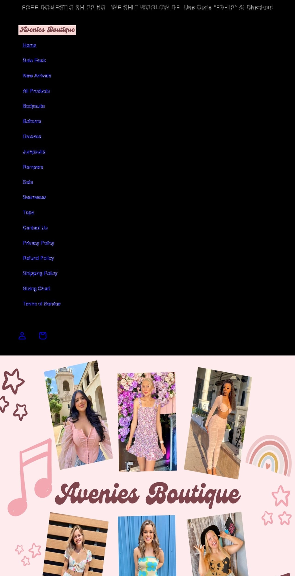 aveniesboutique.com shopify website screenshot