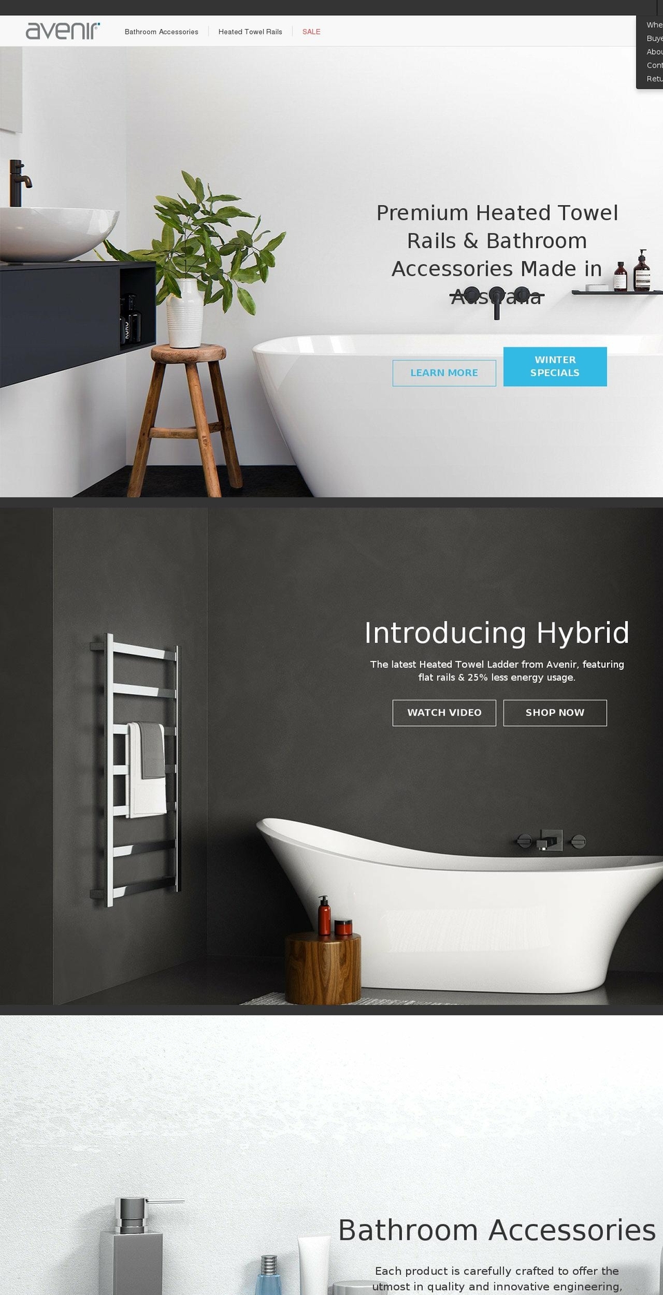 avenir.com.au shopify website screenshot