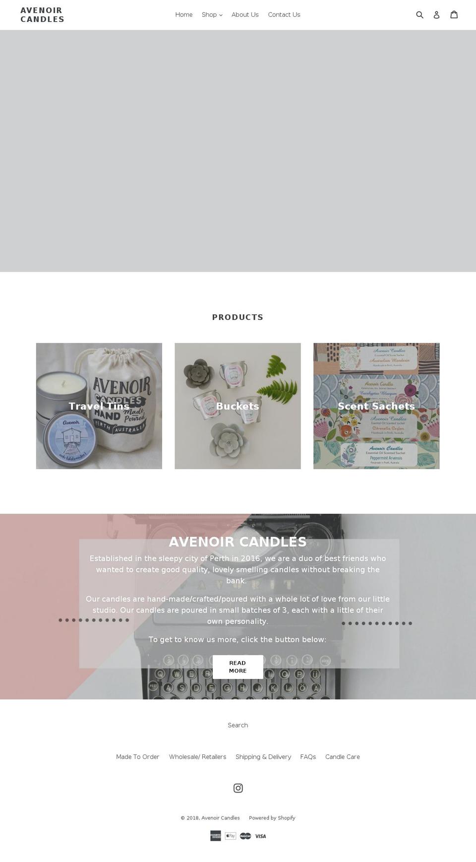avenoircandles.com — Shopify storefront screenshot