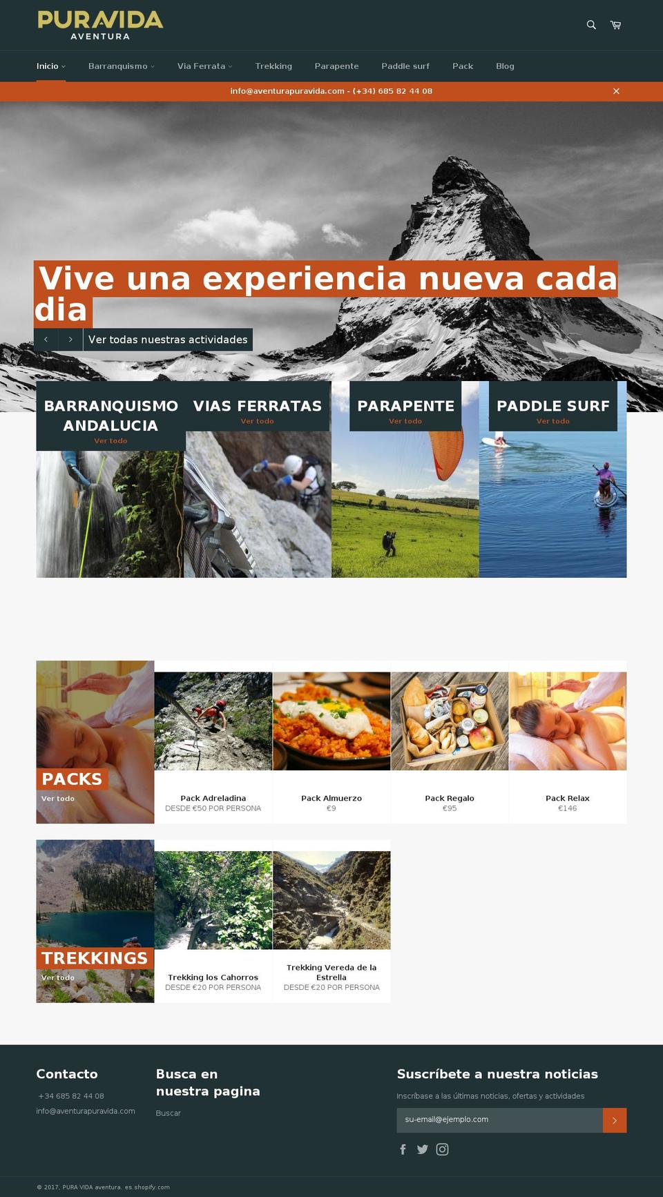 aventurapuravida.com shopify website screenshot
