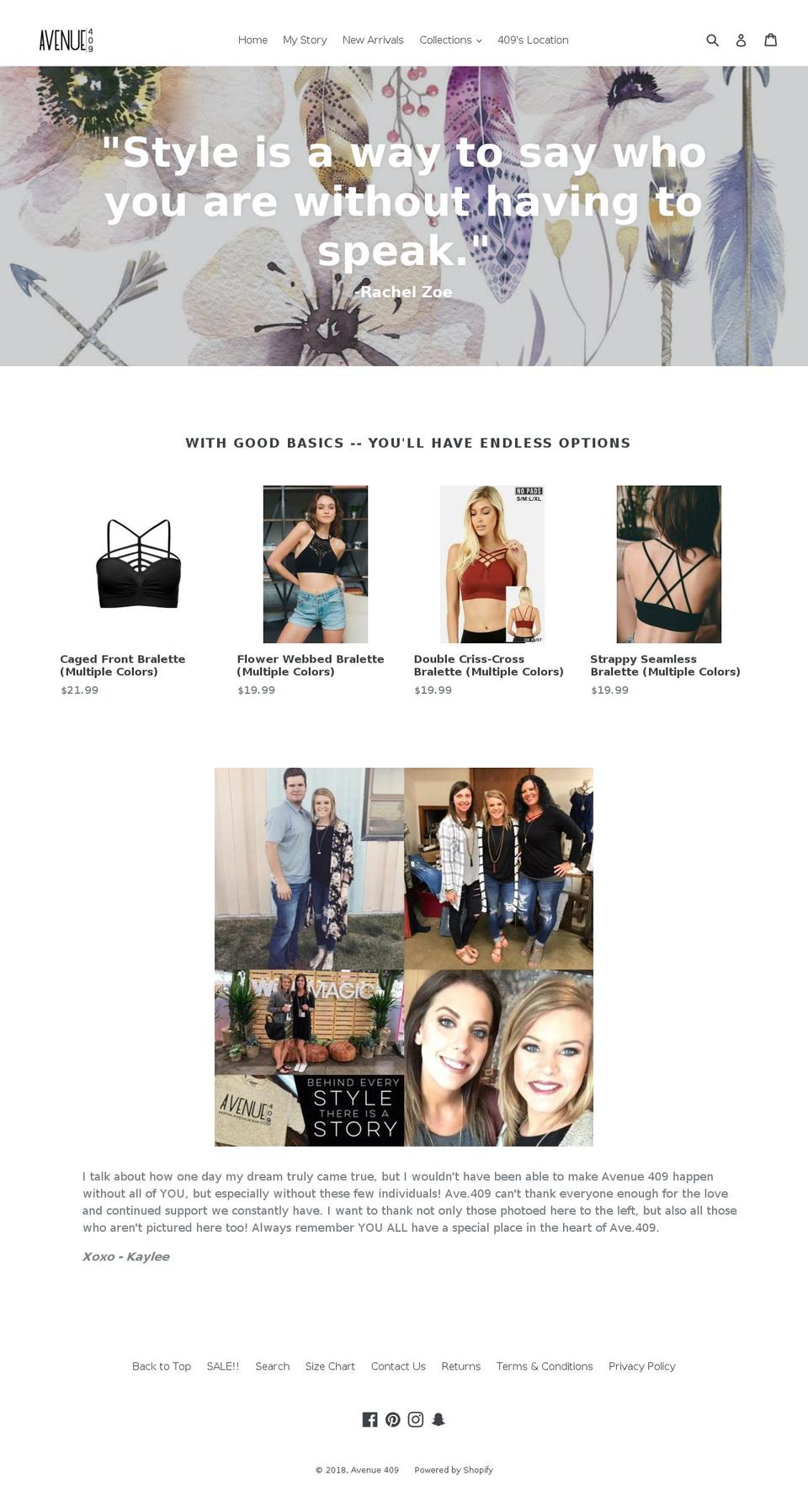 avenue409.com — Shopify storefront screenshot