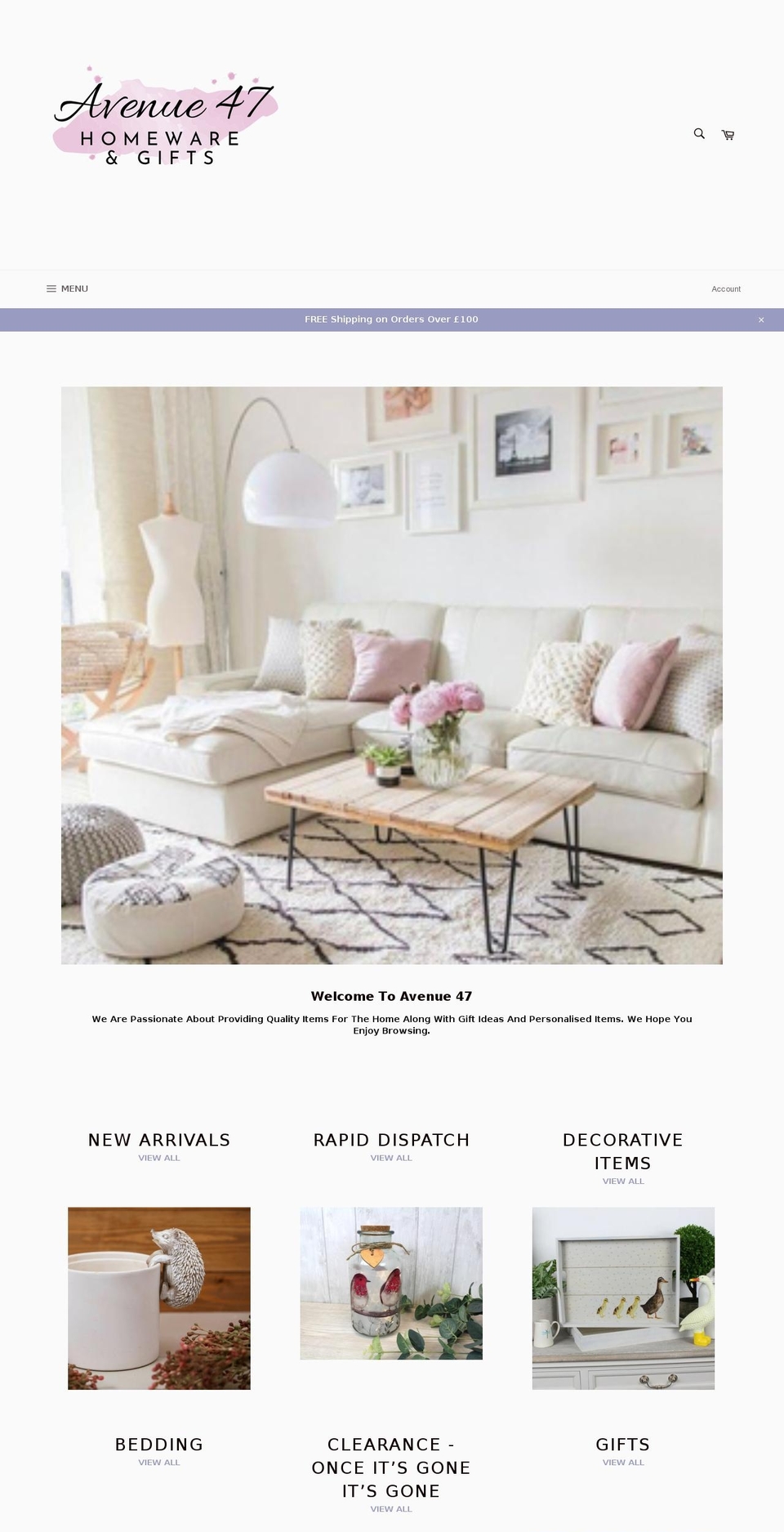 avenue47.com shopify website screenshot