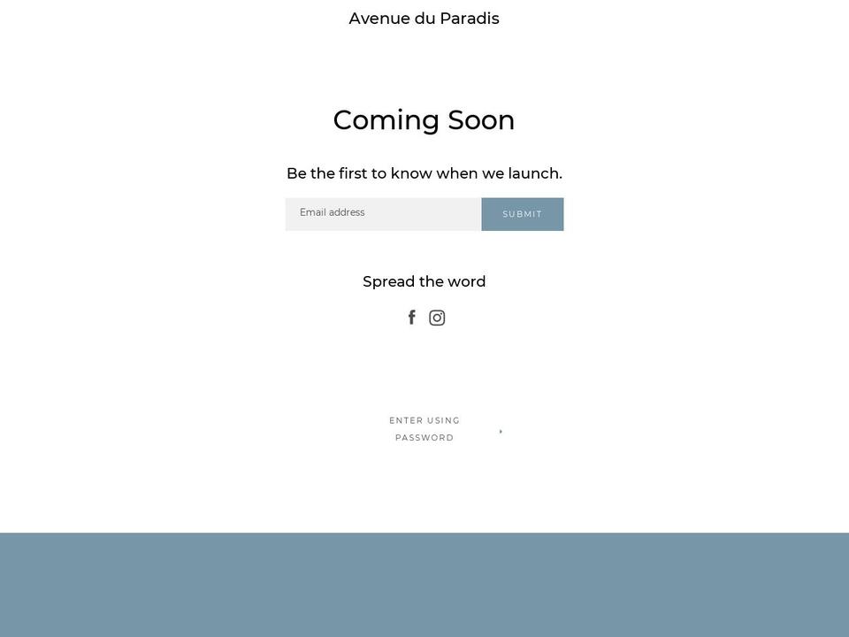 avenueduparadis.com — Shopify storefront screenshot