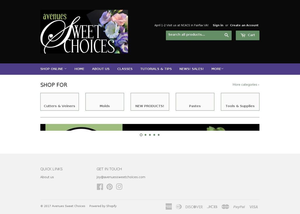 avenueschoices.com shopify website screenshot