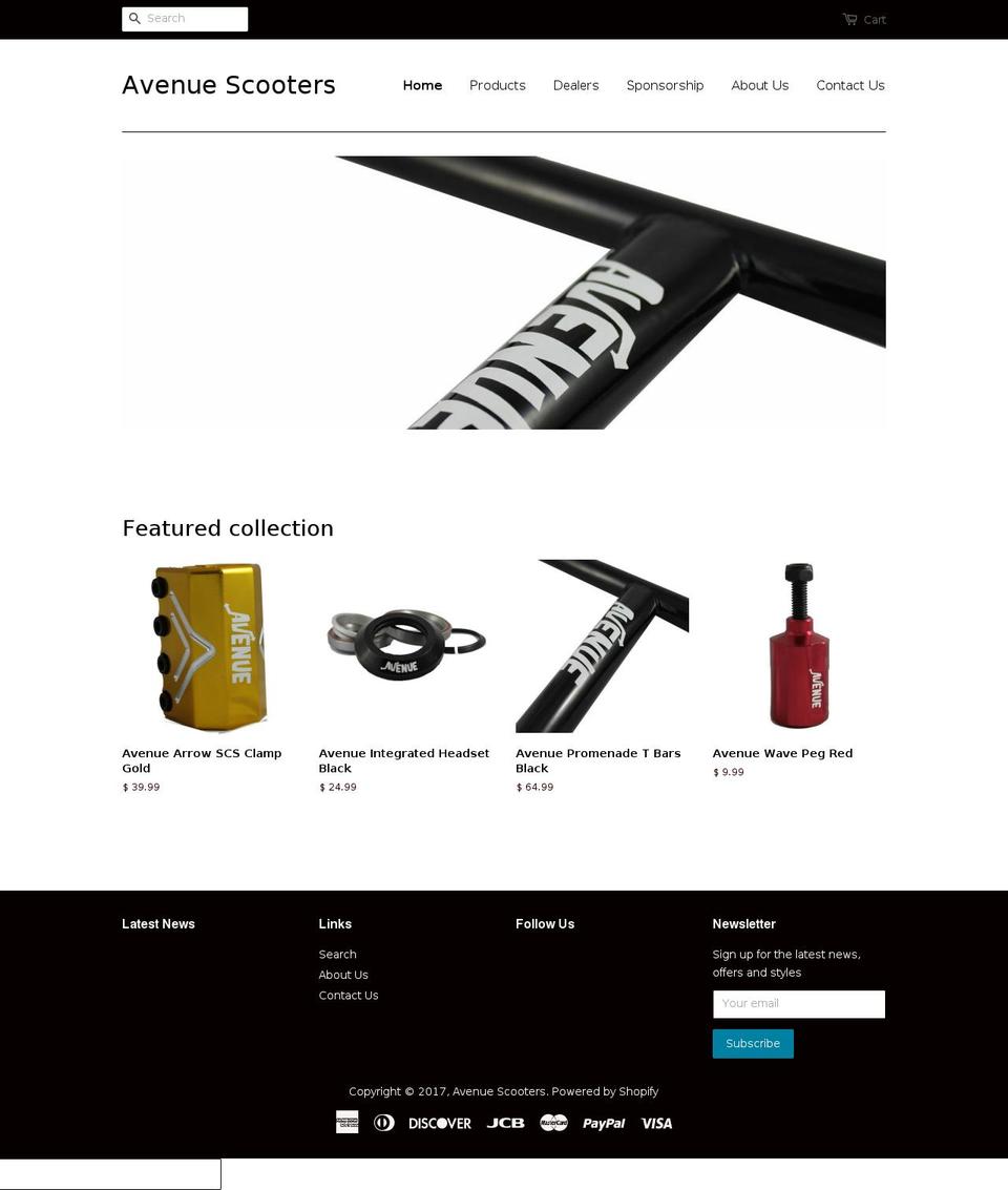 avenuescooterco.com shopify website screenshot