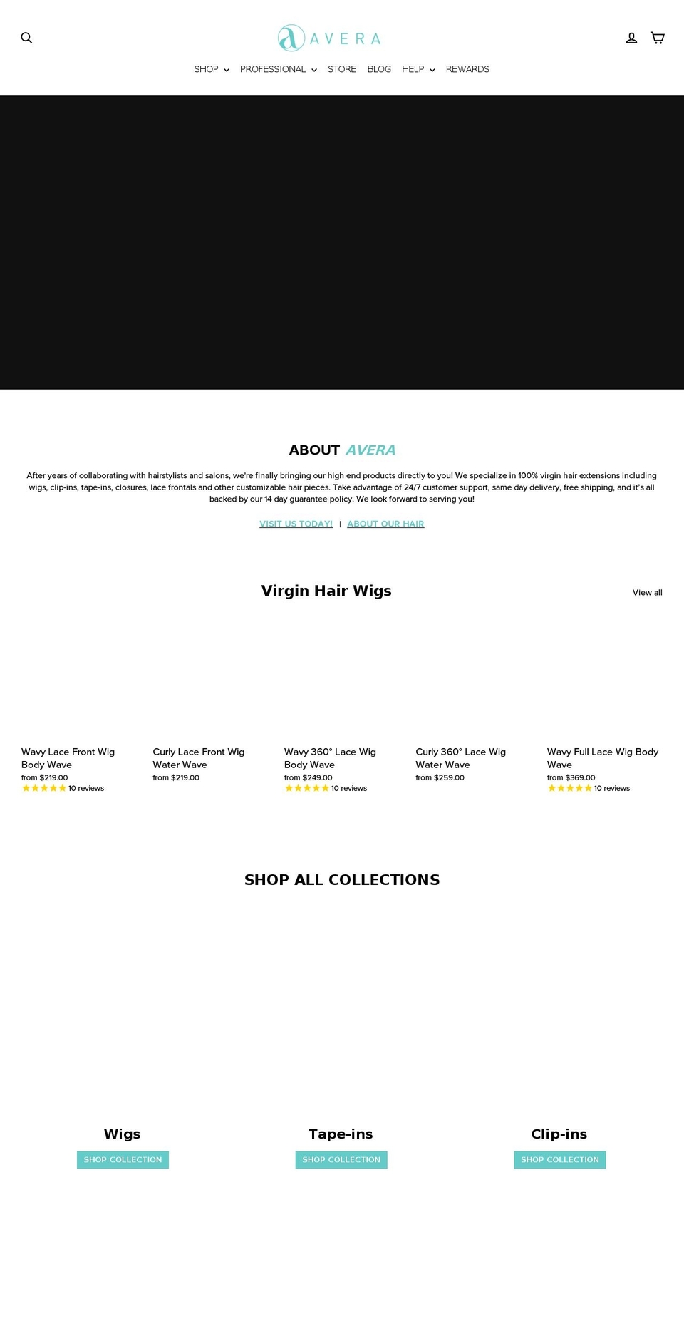 averabeauty.com — Shopify storefront screenshot
