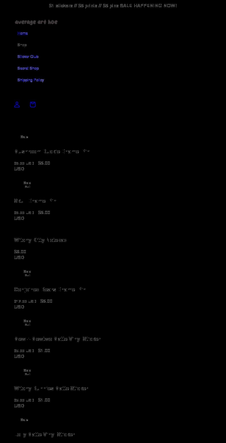 averagearthoe.com shopify website screenshot