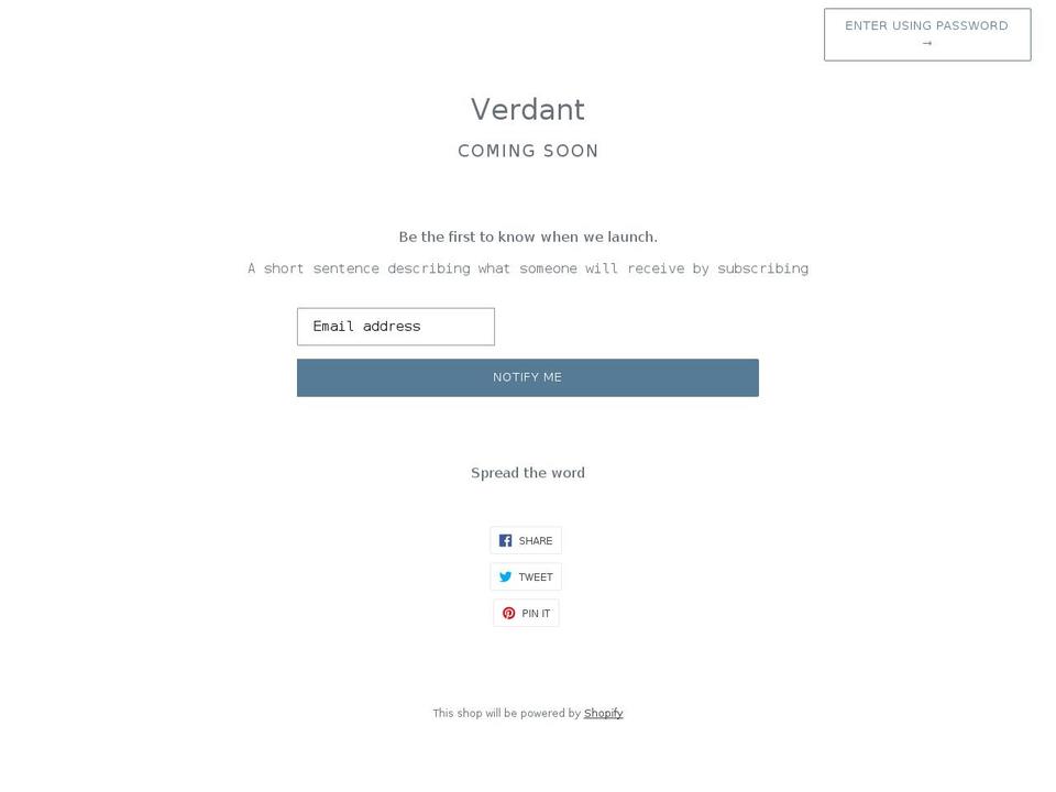 averdantfuture.com shopify website screenshot