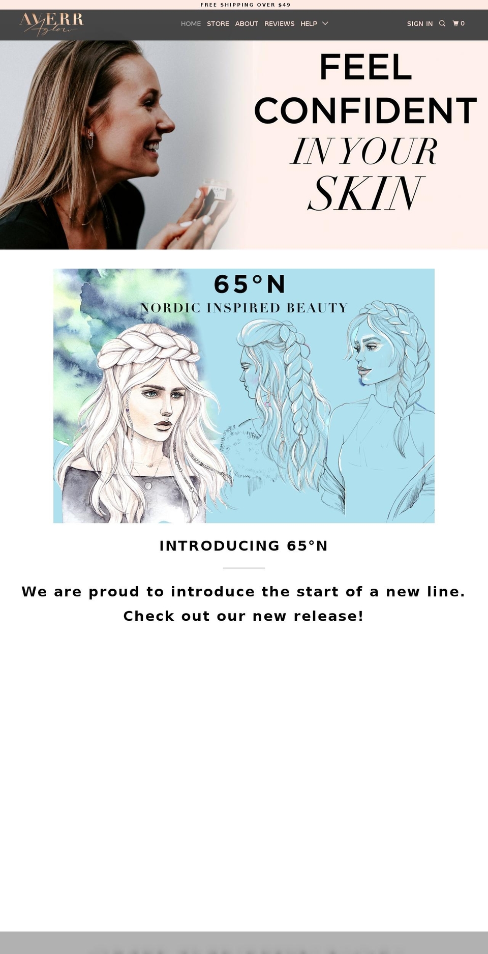 averraglow.com shopify website screenshot