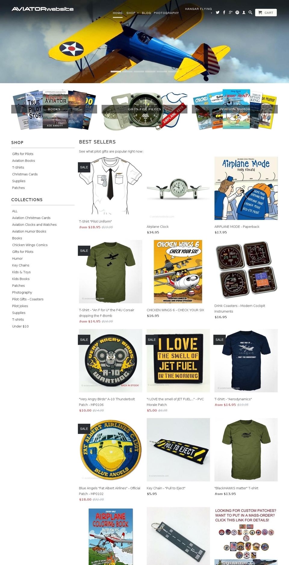 aviatorgiftshop.com — Shopify storefront screenshot