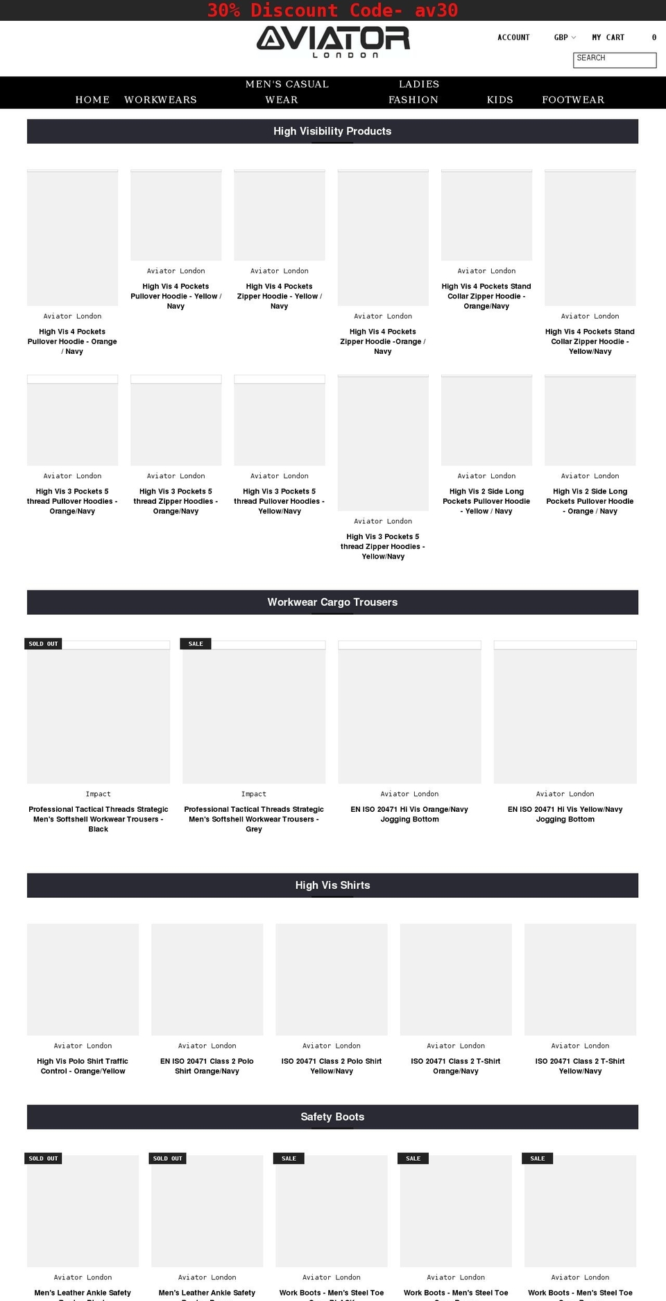 aviatorlondon.com — Shopify storefront screenshot