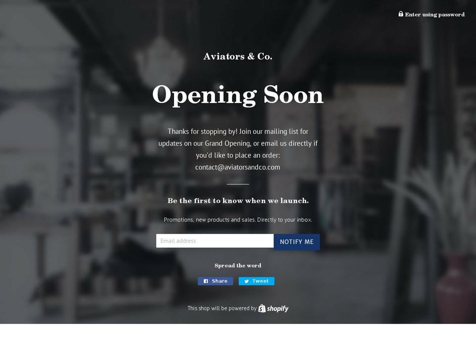 aviatorsandco.com — Shopify storefront screenshot