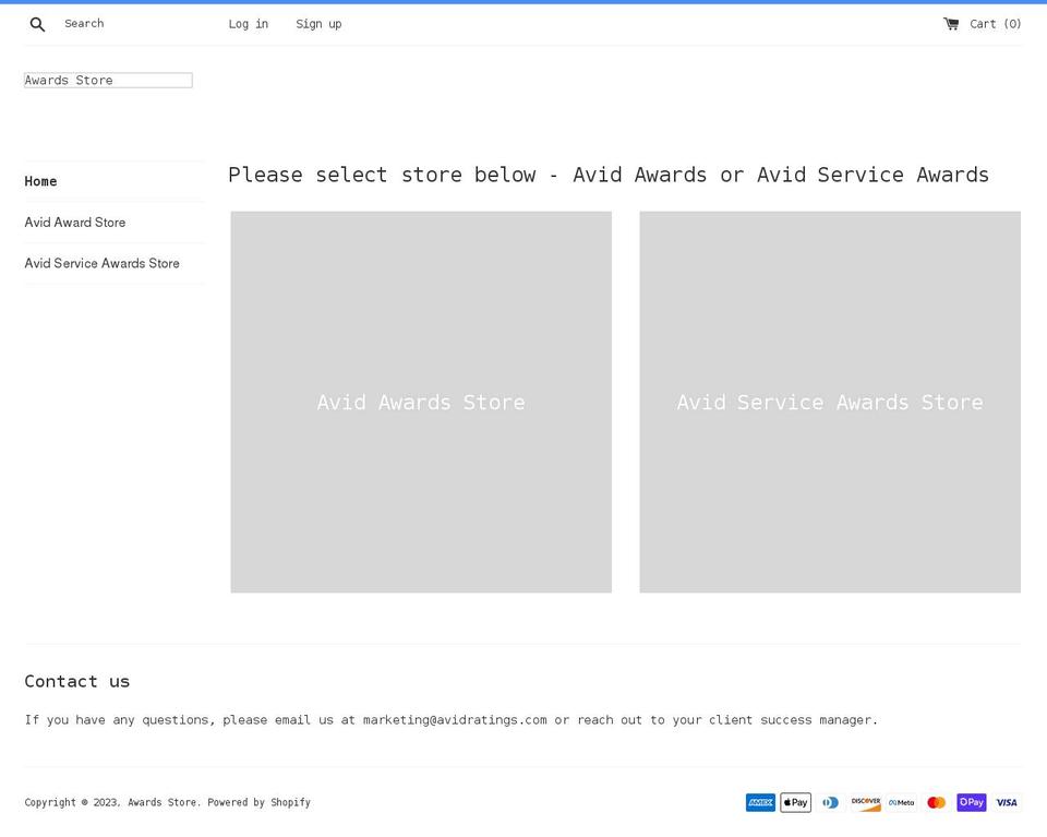 avid-awards.myshopify.com shopify website screenshot
